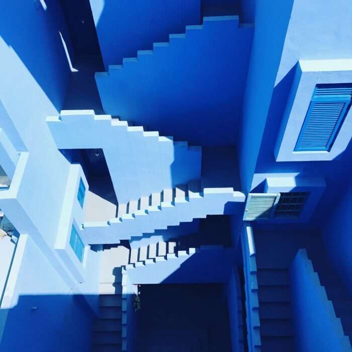 high-angle photography of staircase